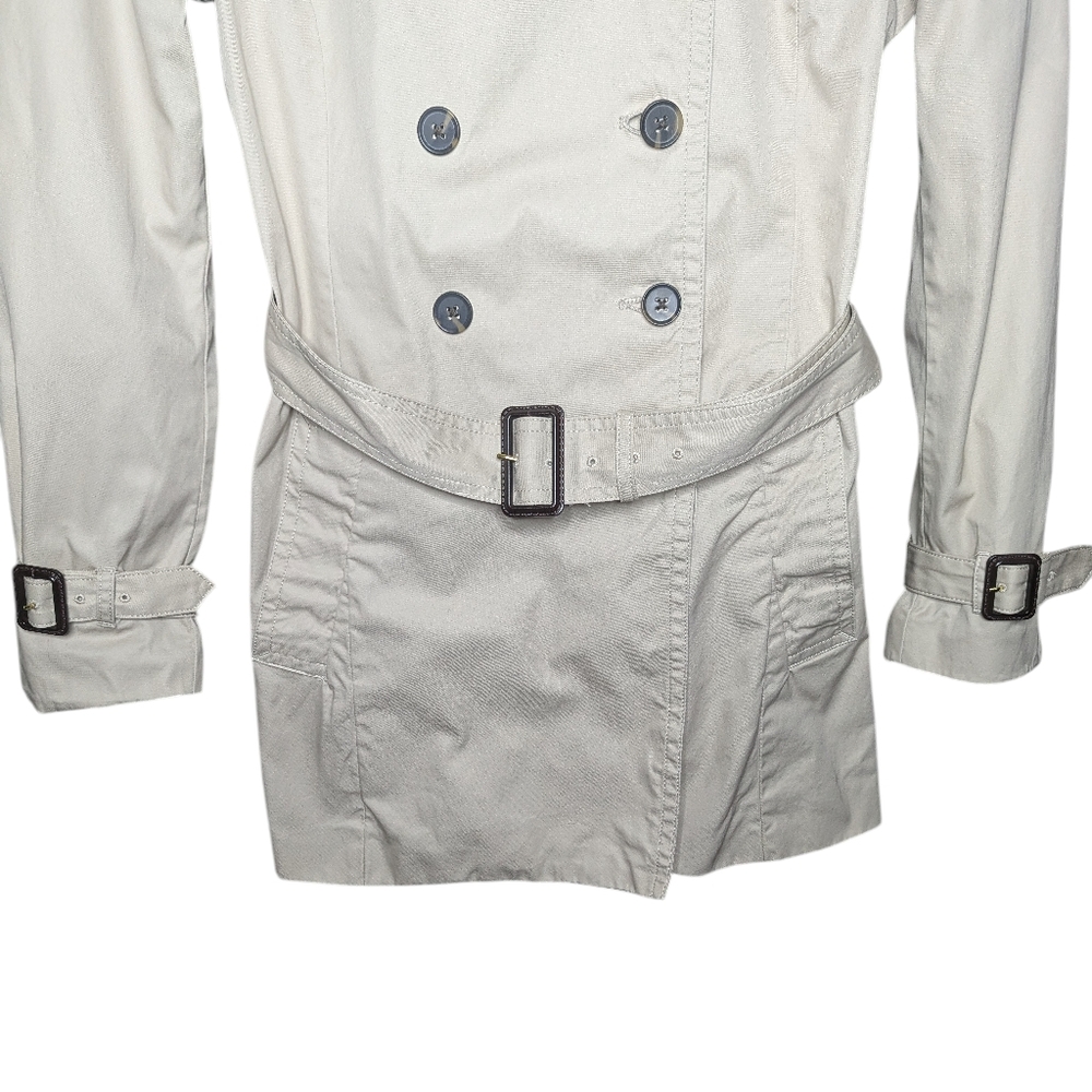 Banana Republic Womens Khaki Classic Double Breasted Belted Trench Coat Medium - Picture 5 of 14